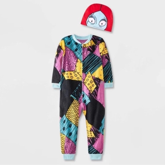 Disney Other - Disney NBC Sally Patchwork Fleece Zip Up Sleeper with Hat - NWT